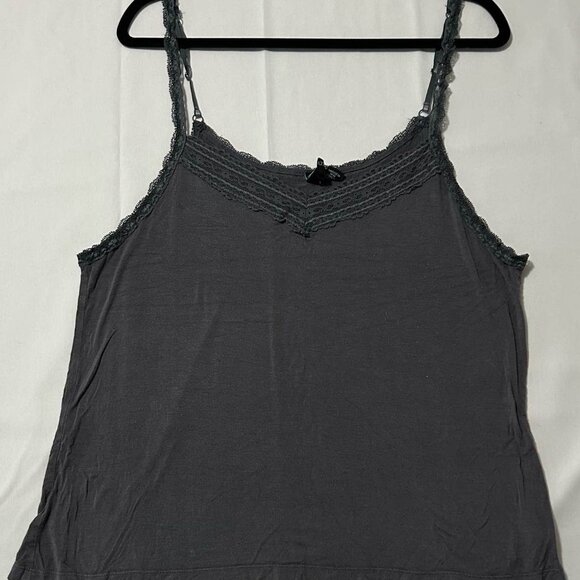 Cynthia Rowley Women’s Dark Gray Lace Trim Cami Tank Top - Picture 1 of 4